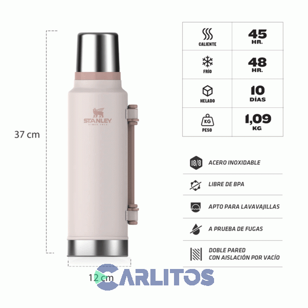 Termo De Mate Stanley Legendario Cl&aacute;sico XL 1.4 Litros Rose Quartz