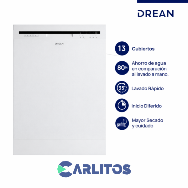 Lavavajilla Drean 13 Cubiertos Blanco Lvdr1306cbo