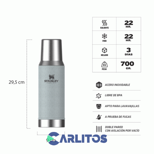 Termo De Mate Stanley Legendario System Classic 0.8 Litros Silver