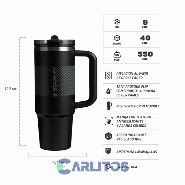 Vaso Stanley Quencher Protour Tumbler 887 Ml  Black Fade