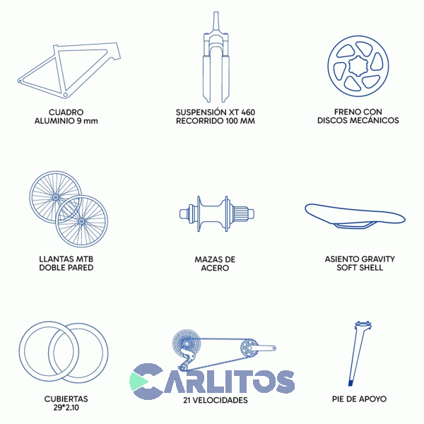 Bicicleta Todo Terreno Disco Mtb 29" Gravity Benz Ba Blanca