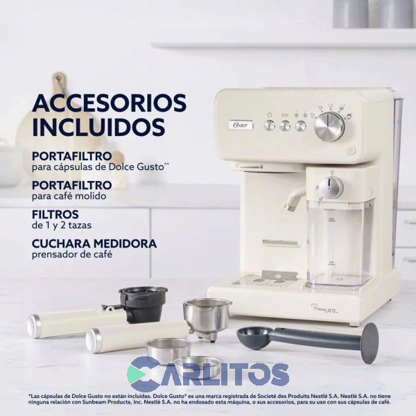 Cafetera Express Oster Automatica Primalatte Blanca15 Bares Bvstem6604w