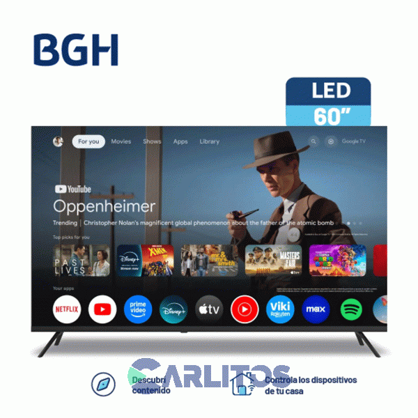 Smart TV Led 60" 4K Ultra HD Bgh Con Google Tv B6026us6g