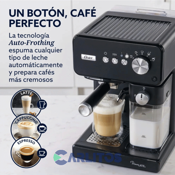 Cafetera Express Oster Automatica Primalatte Negra 15 Bares Bvstem6604bar