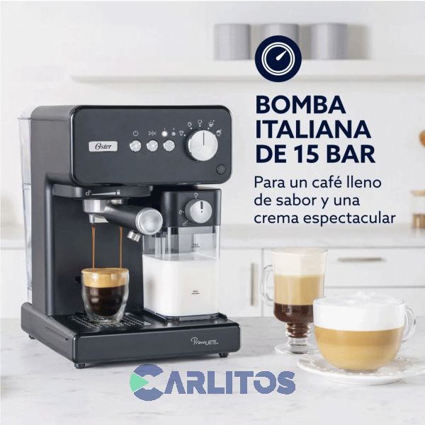 Cafetera Express Oster Automatica Primalatte Negra 15 Bares Bvstem6604bar
