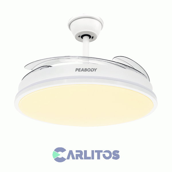 Ventilador De Techo Retractil Peabody Blanco Palas Acrilico Con Led Pe-vtrdc411b