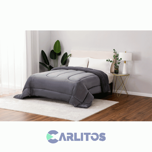 Acolchado Queen Size Winter Mantra con Corderito Gris
