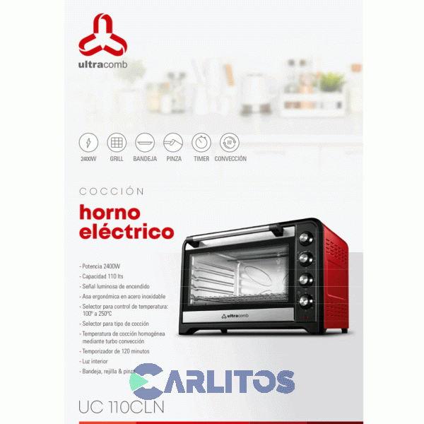 Horno Electrico Ultracomb 110 Litros Grill Conveccion Uc110cln