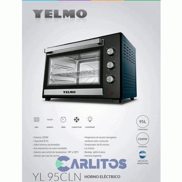 Horno Electrico Yelmo Grill 95 Litros Conveccion Yl95cln