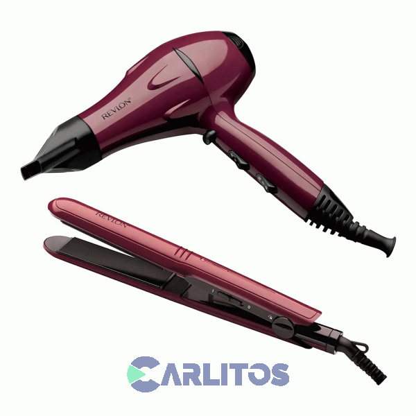 Secador De Pelo 2000 Watts Revlon + Planchita De Pelo Beuty Set Rvdr5230la2av1