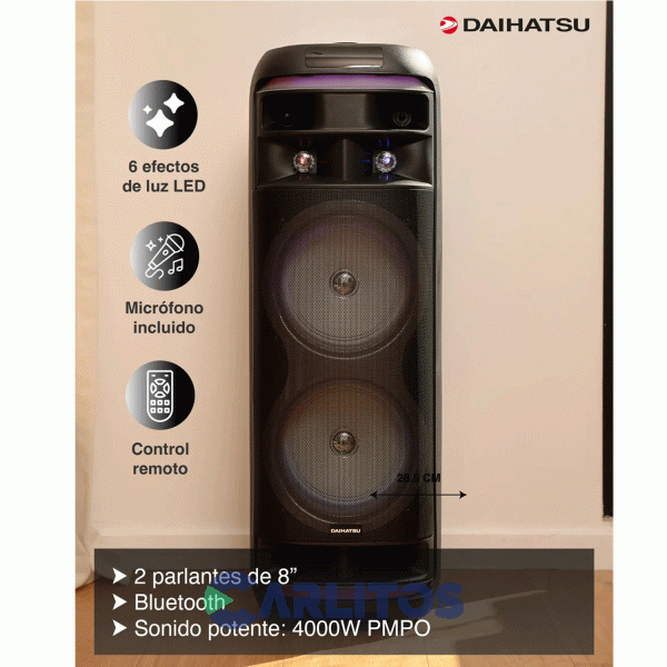 Parlante Torre Con Bluetooth Y Bateria Daihatsu 4000 Watts Pmpo D-s8020bt