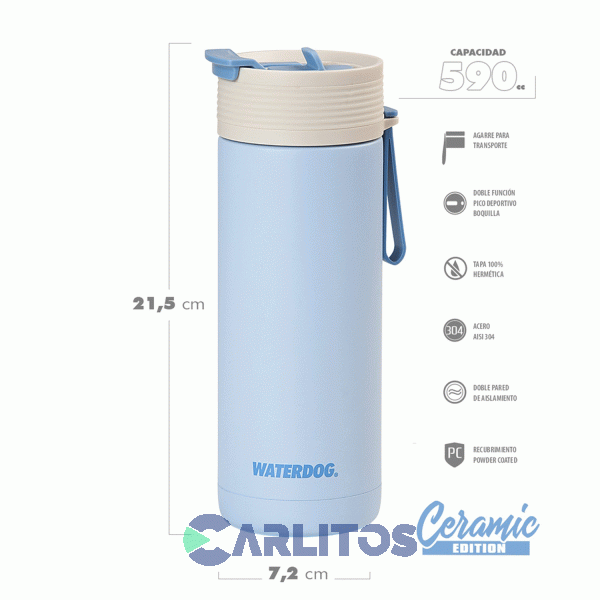Botella De Acero Inoxidable Waterdog 590 Cc Bonnie590bs Blue Sky