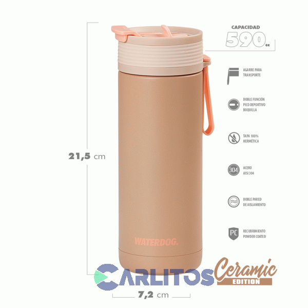 Botella De Acero Inoxidable Waterdog 590 Cc Bonnie590ca Camel