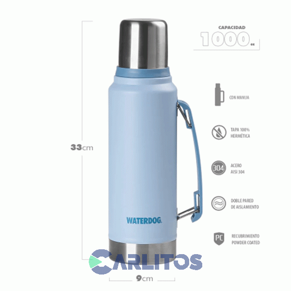 Termo De Mate Waterdog Con Manija 1 Litro Ombu Azul Aero