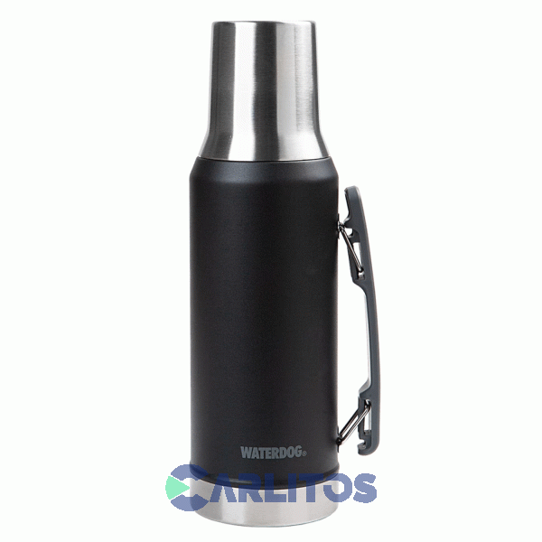 Termo De Mate Waterdog Con Tapa Multifunci&oacute;n Y Manija 1.2 Litros Ronda1200bk Negro