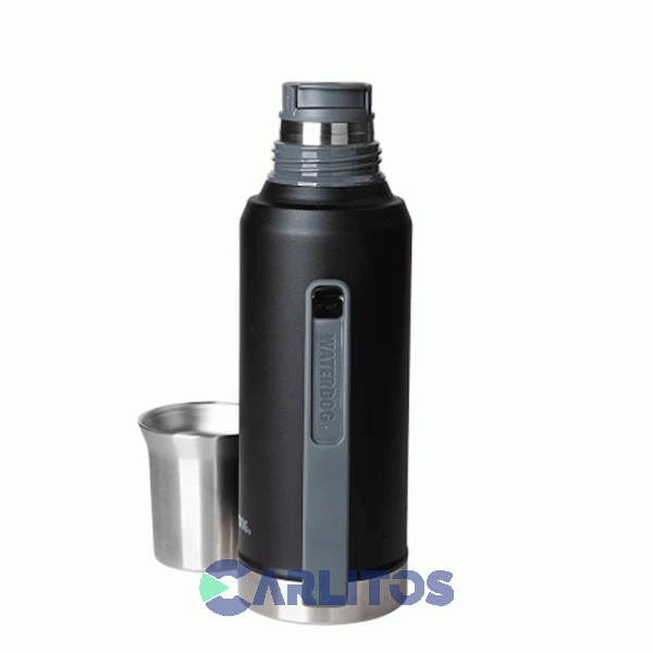 Termo De Mate Waterdog Con Tapa Multifunci&oacute;n Y Manija 1.2 Litros Ronda1200bk Negro