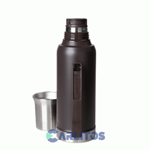Termo De Mate Waterdog Con Tapa Multifunci&oacute;n Y Manija 1.2 Litros Ronda1200ch Chocolate