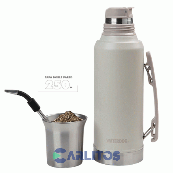 Termo De Mate Waterdog Con Tapa Multifunci&oacute;n Y Manija 1.2 Litros Ronda1200cz Ceniza