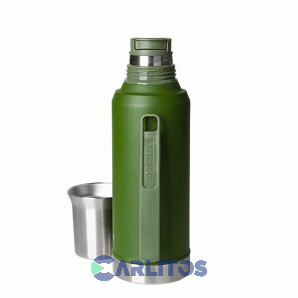 Termo De Mate Waterdog Con Tapa Multifunci&oacute;n Y Manija 1.2 Litros Ronda1200gm Verde