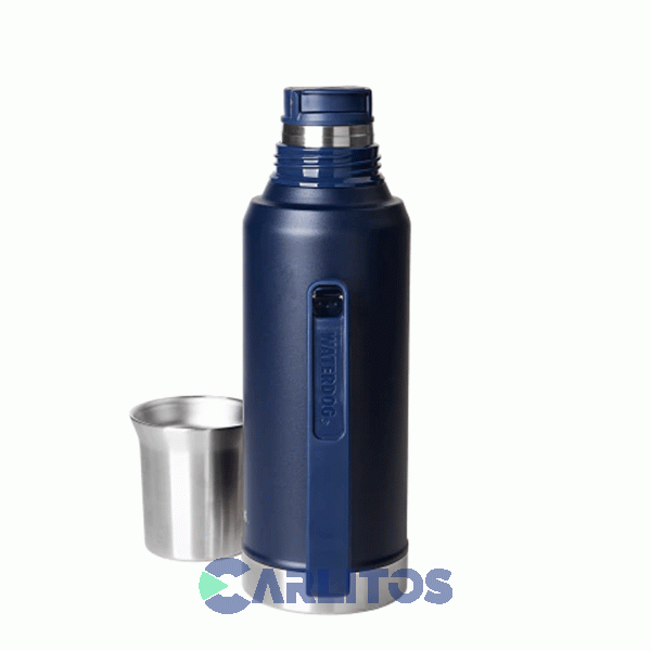 Termo De Mate Waterdog Con Tapa Multifunci&oacute;n Y Manija 1.2 Litros Ronda1200in Azul Indigo