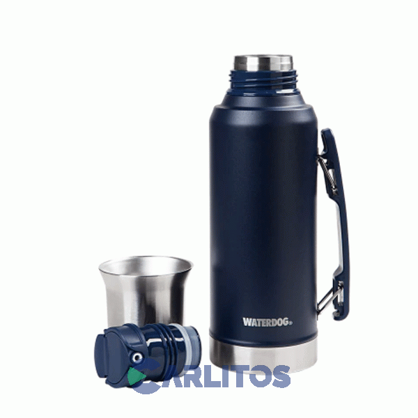 Termo De Mate Waterdog Con Tapa Multifunci&oacute;n Y Manija 1.2 Litros Ronda1200in Azul Indigo