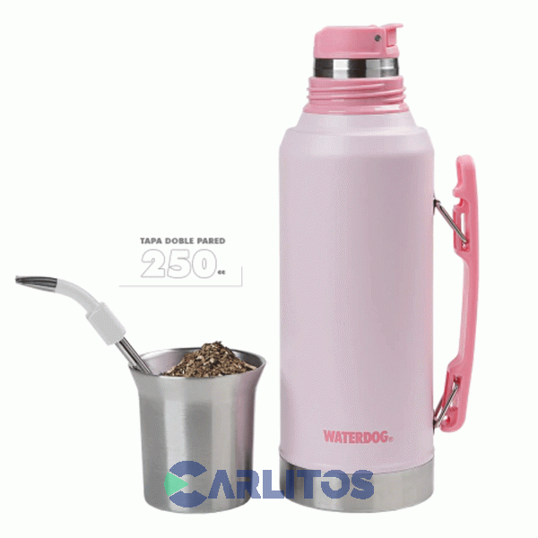Termo De Mate Waterdog Con Tapa Multifunci&oacute;n Y Manija 1.2 Litros Ronda1200pk Rosa