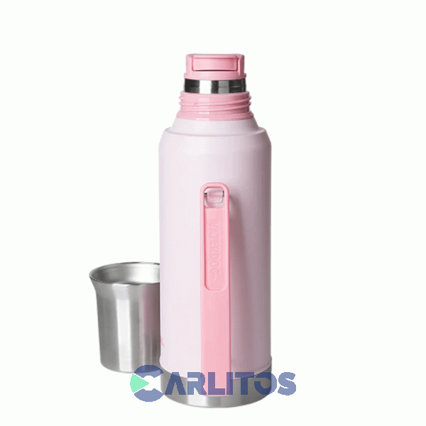 Termo De Mate Waterdog Con Tapa Multifunci&oacute;n Y Manija 1.2 Litros Ronda1200pk Rosa