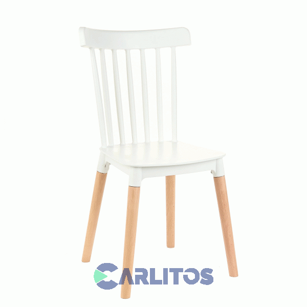Combo X 4 Sillas Garden Life Windsor Pvc Blanca Patas De Madera F908000x4