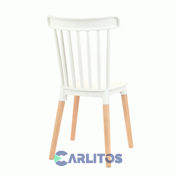 Combo X 4 Sillas Garden Life Windsor Pvc Blanca Patas De Madera F908000x4