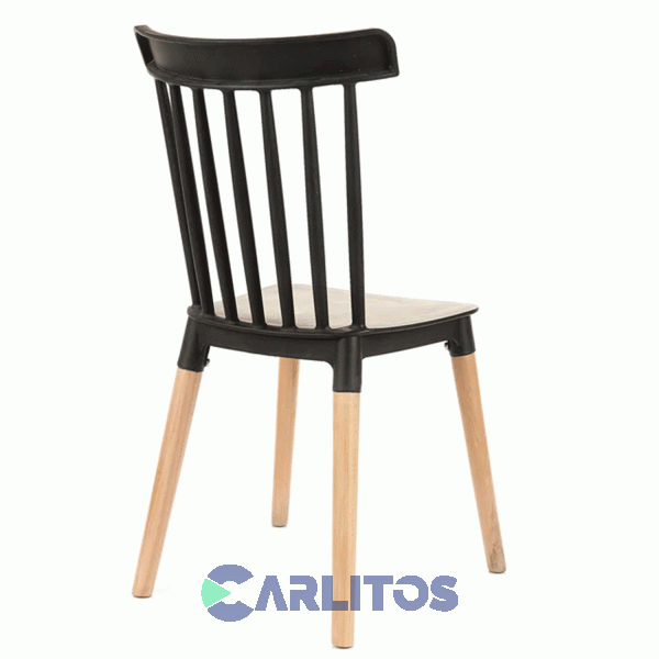 Silla Windsor Garden Life Pvc Negra Patas De Madera F908001