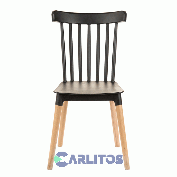 Silla Windsor Garden Life Pvc Negra Patas De Madera F908001