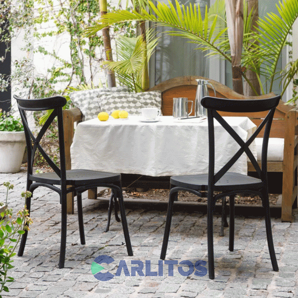 Silla Katrina Garden Life Pvc Negra Polipropileno Asiento Y Respaldo F9060001
