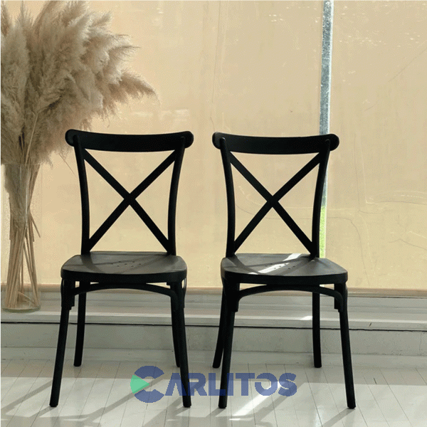 Silla Katrina Garden Life Pvc Negra Polipropileno Asiento Y Respaldo F9060001