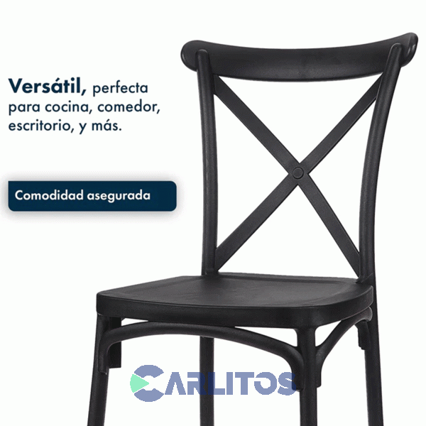 Silla Katrina Garden Life Pvc Negra Polipropileno Asiento Y Respaldo F9060001