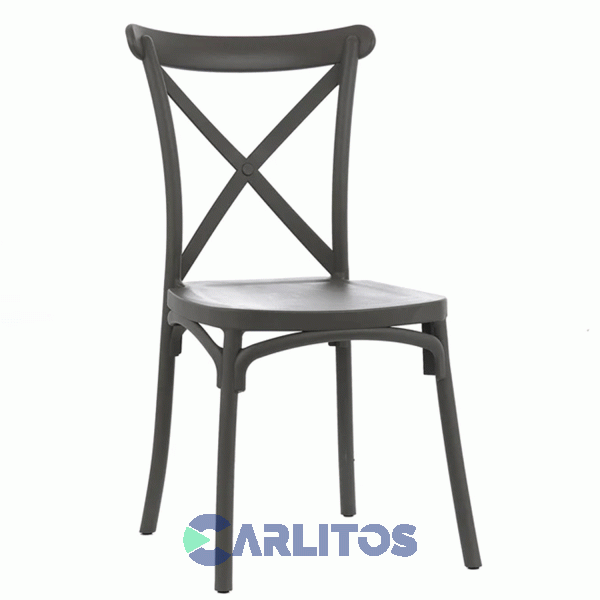 Combo X 4 Sillas Katrina Garden Life Pvc Negra Polipropileno Asiento Y Respaldo F9060001x4