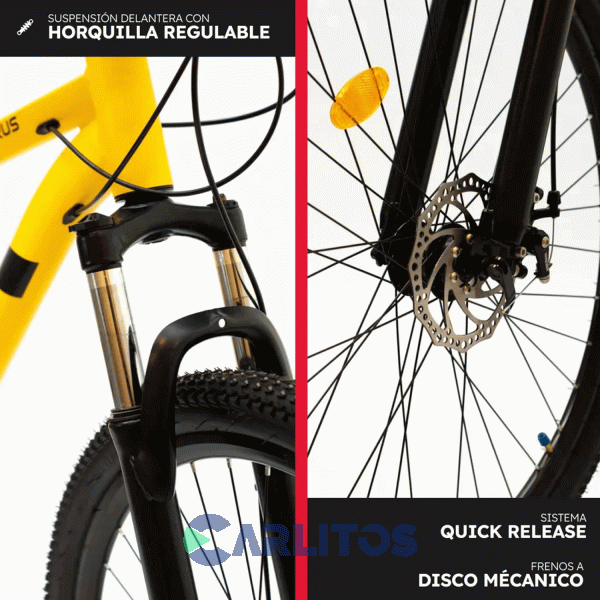 Bicicleta Randers Todo Terreno Horus Disco Mtb 29" Bke-2129-Md - Talle M Amarillo Con Negro