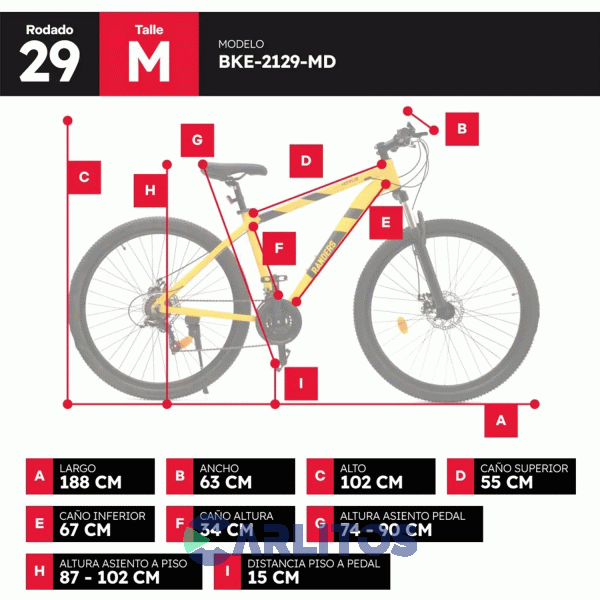 Bicicleta Randers Todo Terreno Horus Disco Mtb 29" Bke-2129-Md - Talle M Amarillo Con Negro