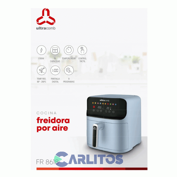 Freidora De Aire Ultracomb Fryer Celeste Fr8618