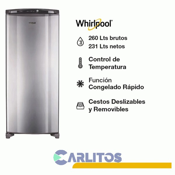 Frezeer Vertical Whirlpool Acero Inoxidable 231 Litros Wvu26mk
