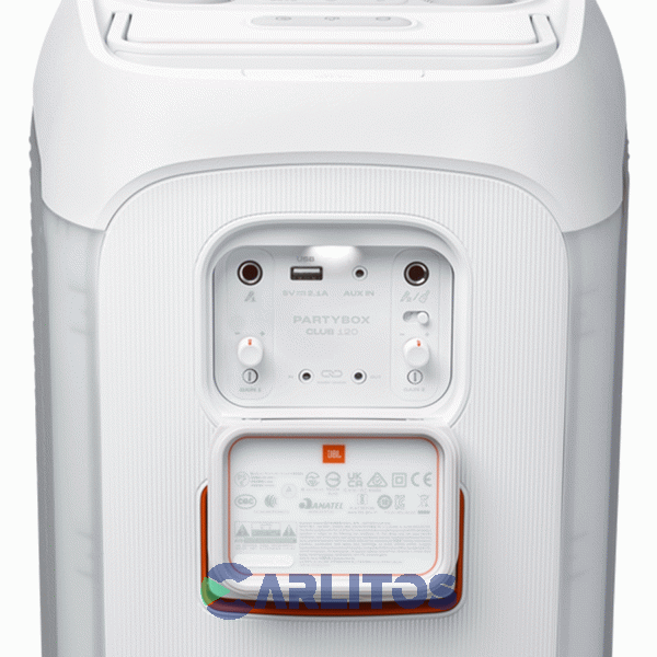 Parlante Torre Jbl Con Bluetooth Y Bateria 160 Watts Rms Partybox Club 120sw Blanco