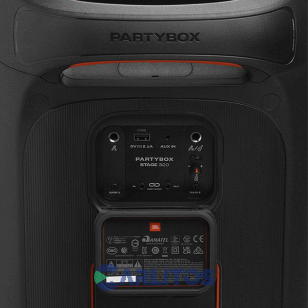 Parlante Torre Jbl Con Bluetooth Y Bateria 240 Watts Rms Partybox Stage 320 Negro