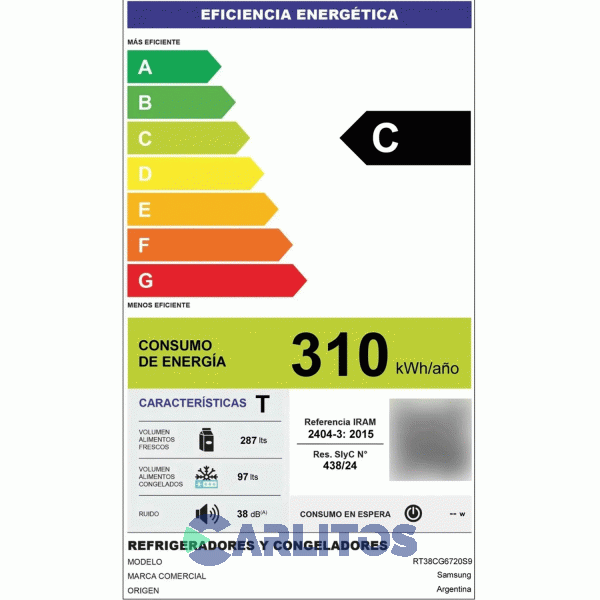 Heladera No Frost Samsung Inverter 384 litros Acero Inoxidable Rt38cg6720s9b3
