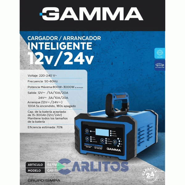 Cagador Y Arrancador  Automatico De Bateria Gamma 12v/24v G2711ar