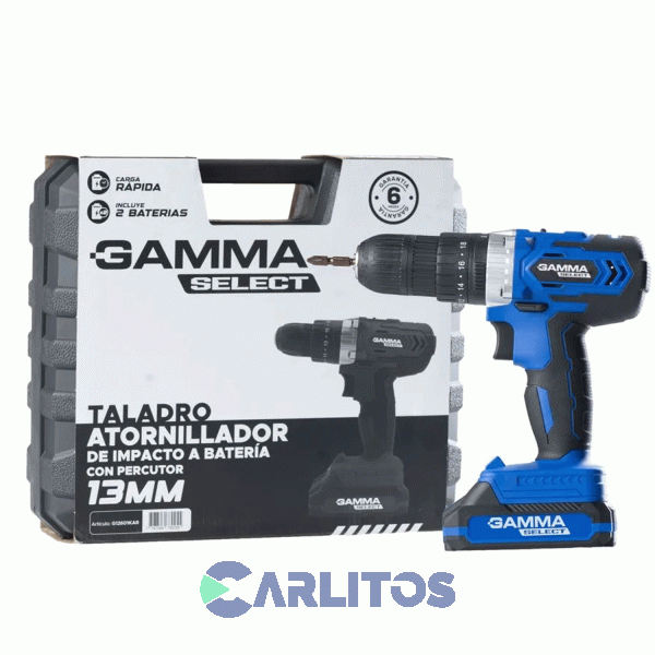 Taladro Atornillador Gamma 13 Mm Inalambrico 20 V En Kit G12601kar