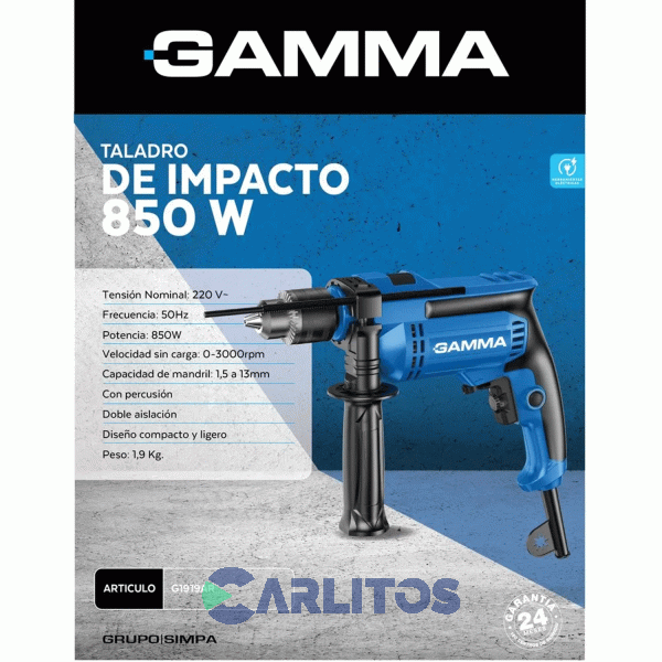 Taladro Percutor Gamma 13 Mm 850 Watts G1919ar
