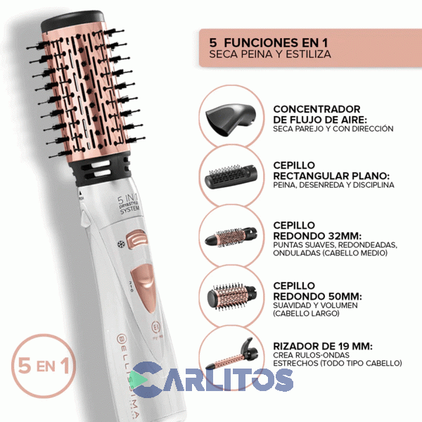 Cepillo Termico Imetec Bellissima Multistyler 5 En 1 Dry&style Gh18 1100