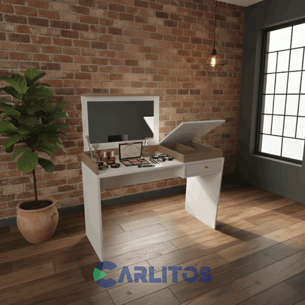 Escritorio Maquillador Tables 1.00 Mts Cod: 3087-Cob Blanco-Olmo Finlandes