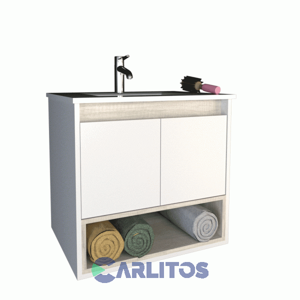 Vanitory Flotante Tables 0.60 Mts 2 Puertas 1 Perforacion Cod: 3182-Ncb Nevado-Blanco