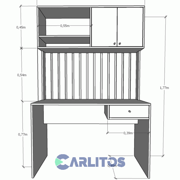 Escritorio Varillado con Alzada Tables Cod:3104 Olmo Finland&eacute;s y Everest