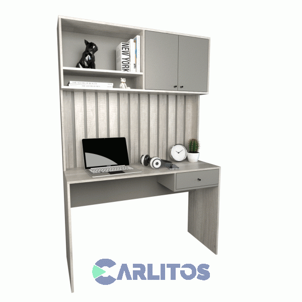 Escritorio Varillado Con Alzada Tables Cod:3104 Nevado y Gris